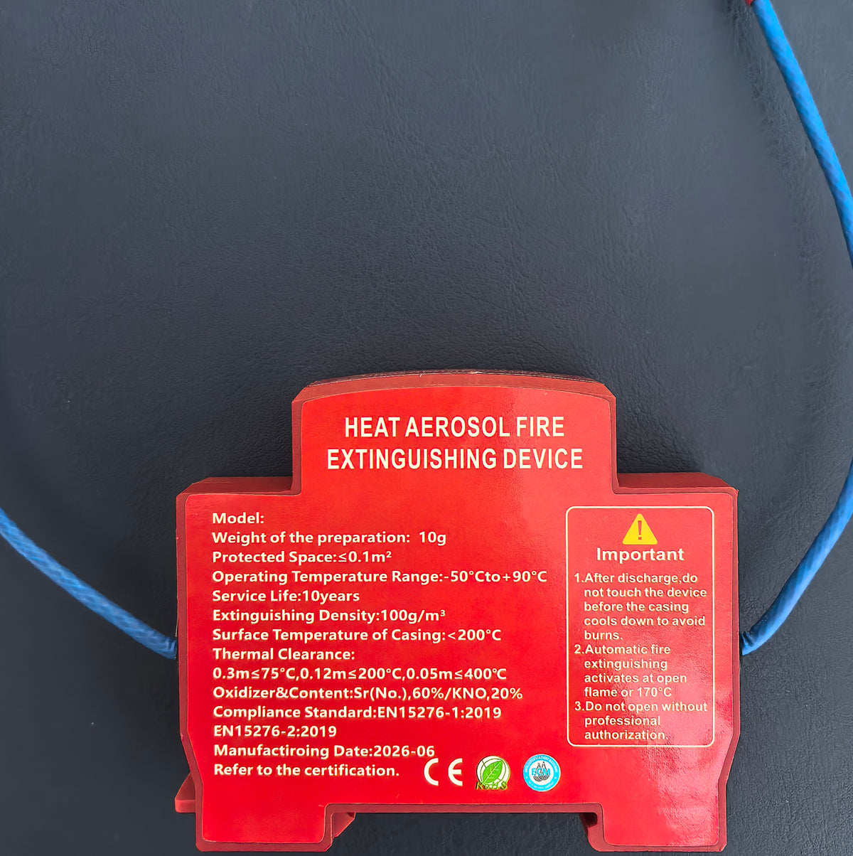 10g-40g Compact Fire Protection Aerosol Automatic Fire Extinguishing Breaker for Electrical Switch & Meter Box