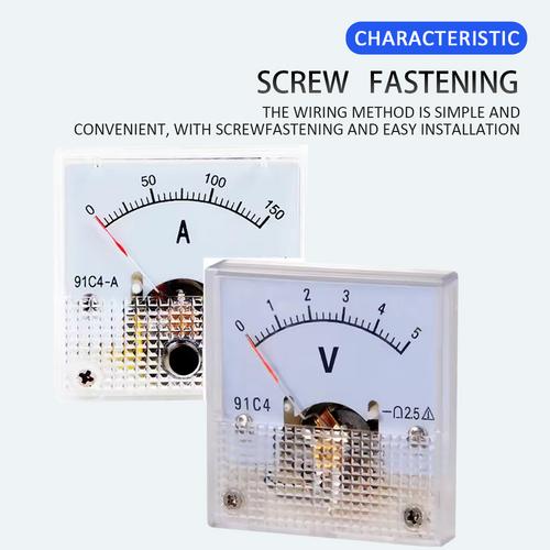 91C4 DC Voltmeter, Analog Pointer Panel Voltage Meter, Class 2.5 Accuracy 0-250V DC Volt Gauge for Circuit Measurement