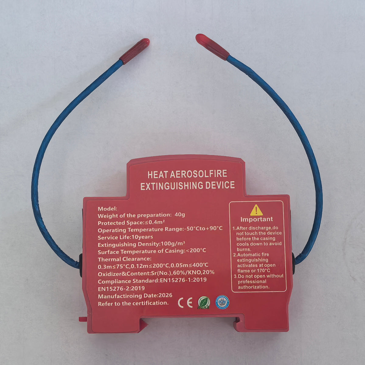 10g-40g Compact Fire Protection Aerosol Automatic Fire Extinguishing Breaker for Electrical Switch & Meter Box