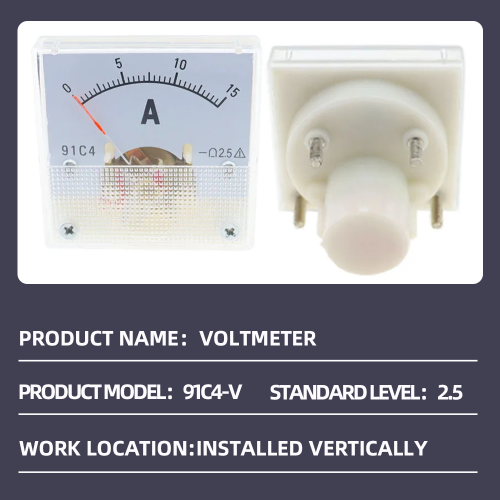 91C4 DC Voltmeter, Analog Pointer Panel Voltage Meter, Class 2.5 Accuracy 0-250V DC Volt Gauge for Circuit Measurement