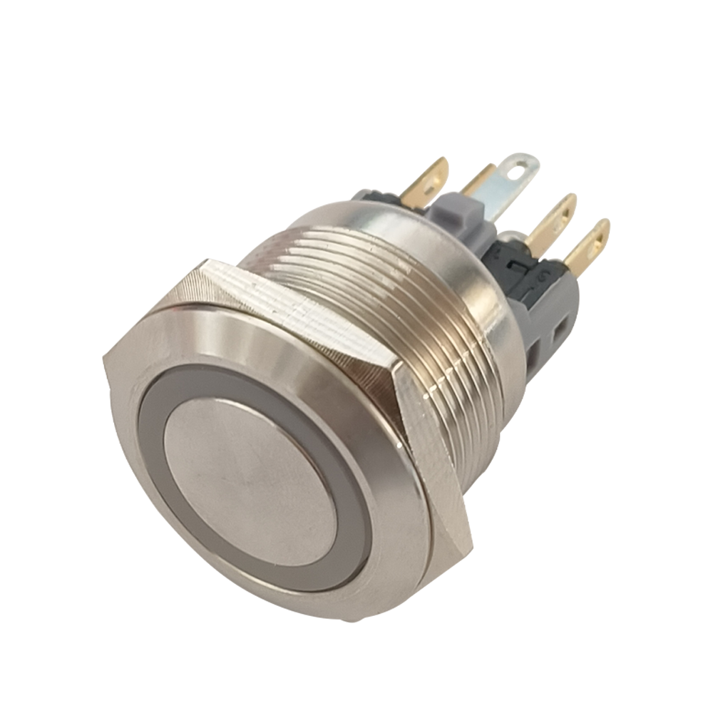 22mm Stainless Steel Metal Push Button Switch, IP65 Waterproof LED Illuminated Momentary Latching Button, High & Low Temperature Resistant