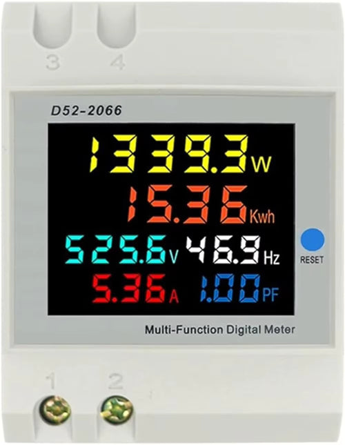 D52-2066 Energy Meter Din Rail Electricity Usage Monitor AC 40-300V 100A Voltmeter Ammeter Watt Kwh Frequency Power Meter